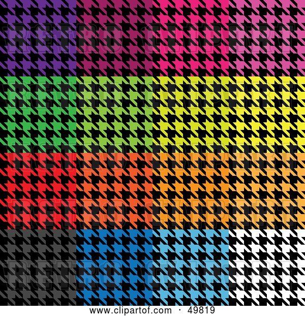 Vector Clip Art of Retro Background of Colorful Houndstooth Patterned Squares