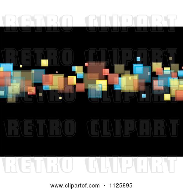 Vector Clip Art of Retro Background of Colorful Squares on Black 2