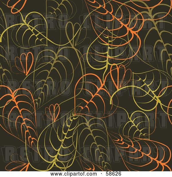 Vector Clip Art of Retro Background of Orange and Green Leaves