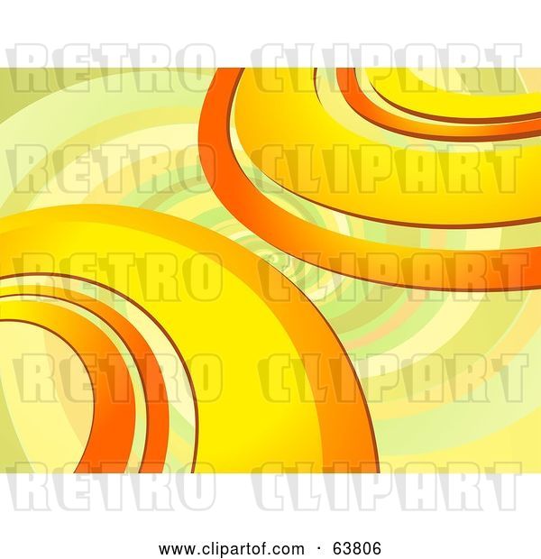 Vector Clip Art of Retro Background of Orange, Yellow and Green Curves on a Faint Spiral