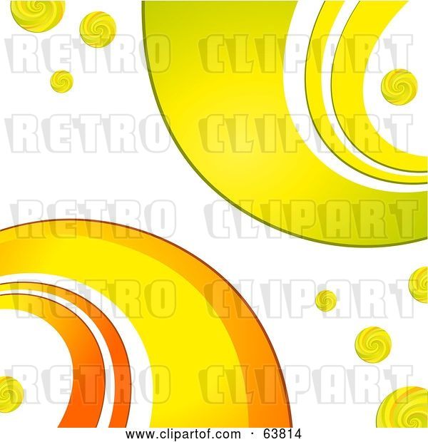 Vector Clip Art of Retro Background of Orange, Yellow and Green Curves on White