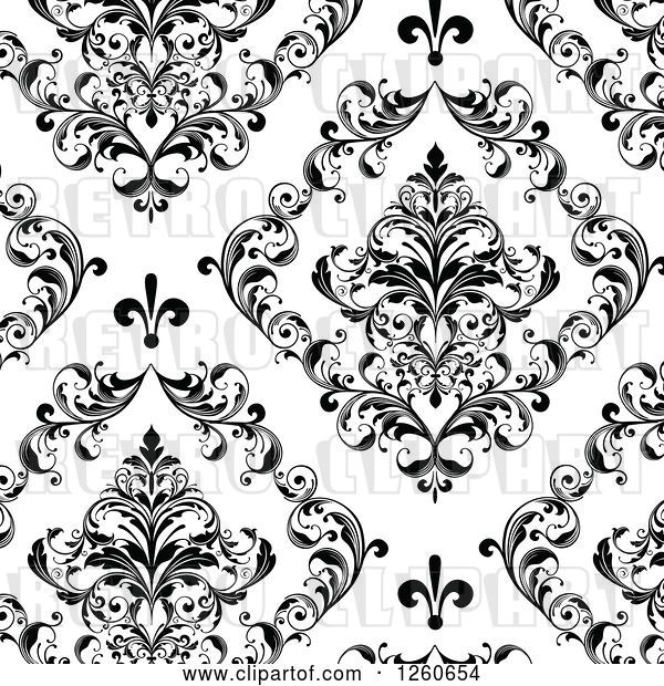 Vector Clip Art of Retro Background of Ornate Floral