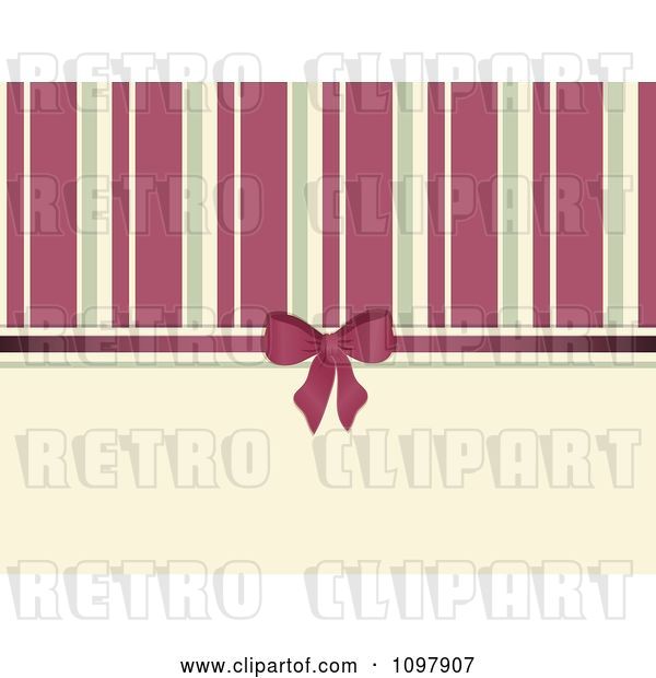 Vector Clip Art of Retro Background of Pink and Beige Stripeswith a Bow and Ribbon