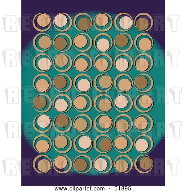 Vector Clip Art of Retro Background of Tan Circles on Teal and Purple