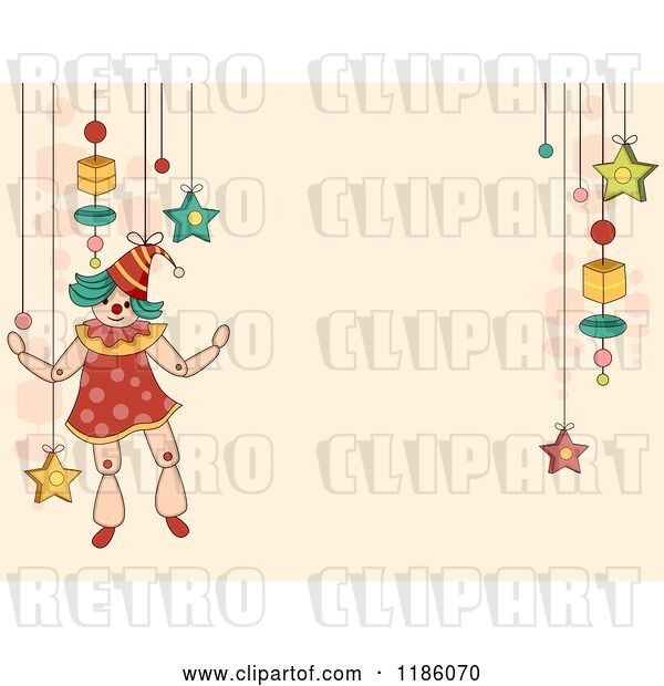 Vector Clip Art of Retro Background with Toys and a Puppet