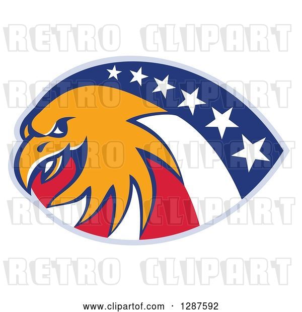 Vector Clip Art of Retro Bald Eagle and American Flag Design