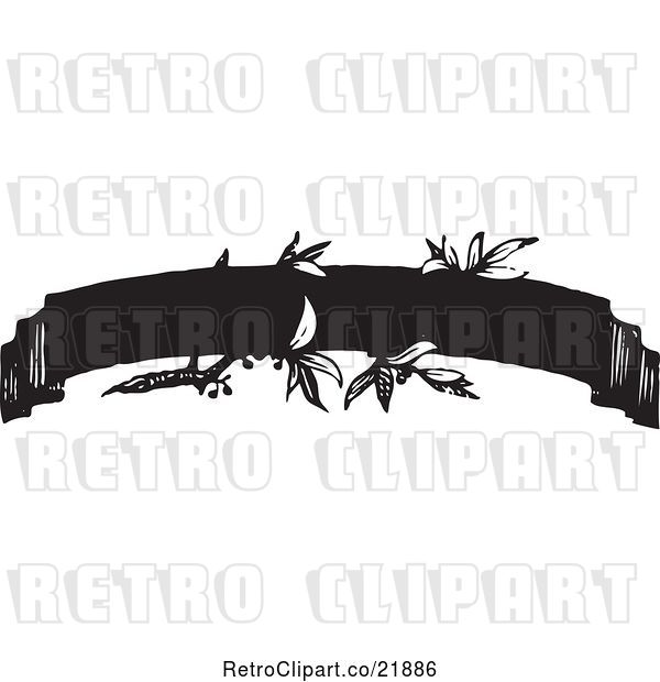 Vector Clip Art of Retro Banner with Leaves