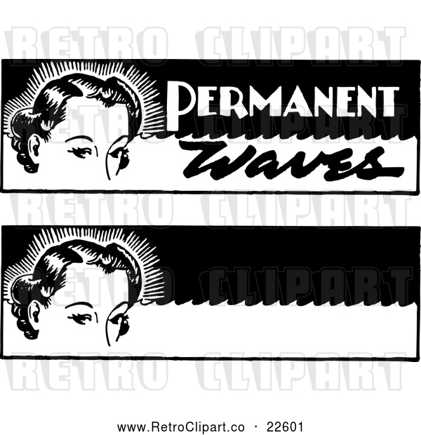 Vector Clip Art of Retro Banners of Women with Permanent Waves
