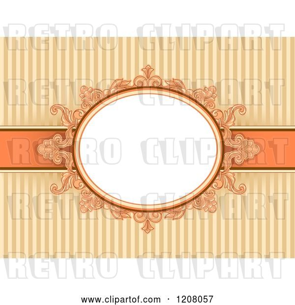 Vector Clip Art of Retro Baroque Frame over Orange with Stripes