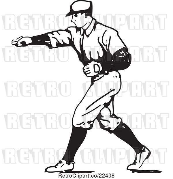 Vector Clip Art of Retro Baseball Player Pitcher
