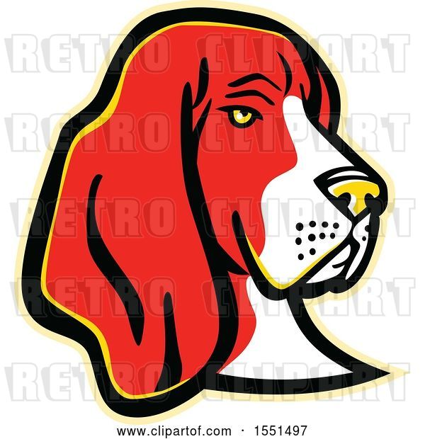 Vector Clip Art of Retro Basset Hound Dog Mascot Head