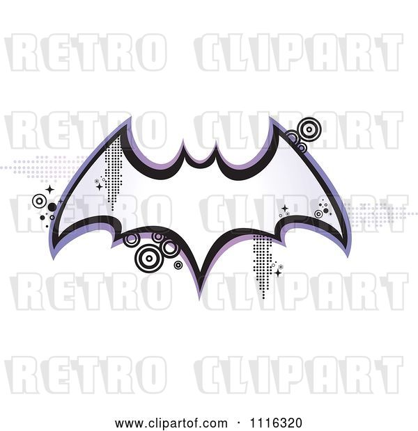 Vector Clip Art of Retro Bat Frame with Pixels and Circles
