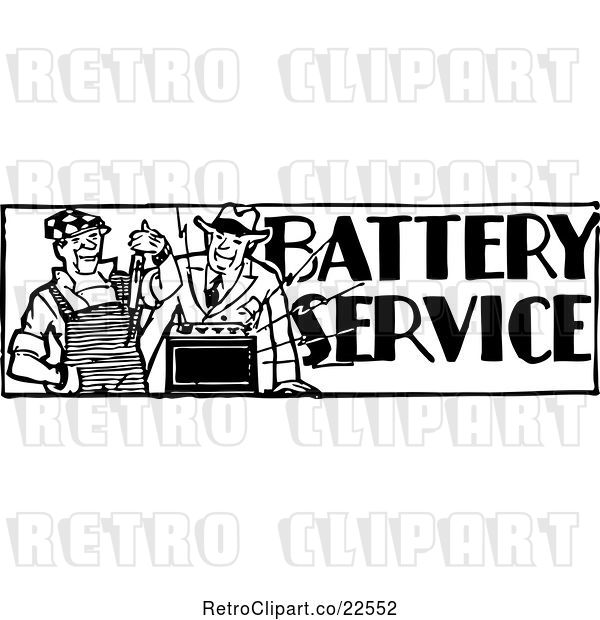 Vector Clip Art of Retro Batteries Service Guy
