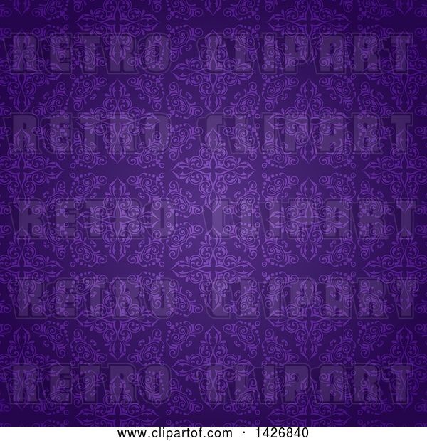 Vector Clip Art of Retro Beautiful Purple Damask Pattern