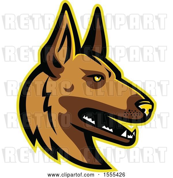 Vector Clip Art of Retro Belgian Malinois Dog Mascot Head