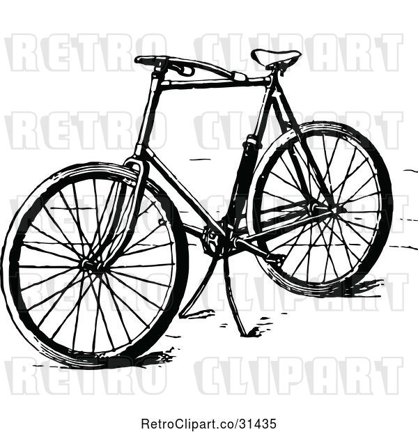 Vector Clip Art of Retro Bicycle with a Stand