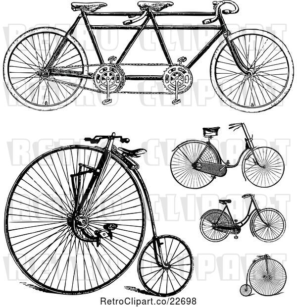 Vector Clip Art of Retro Bicycles
