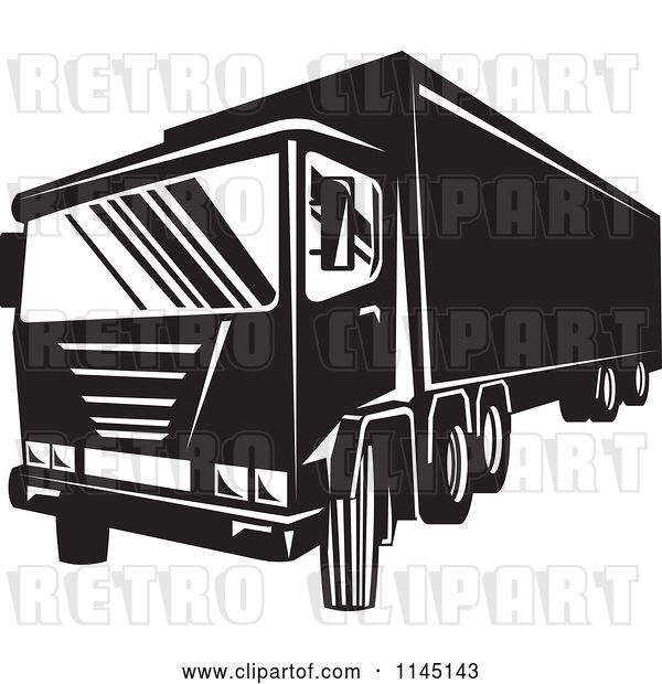 Vector Clip Art of Retro Big Rig Truck 2