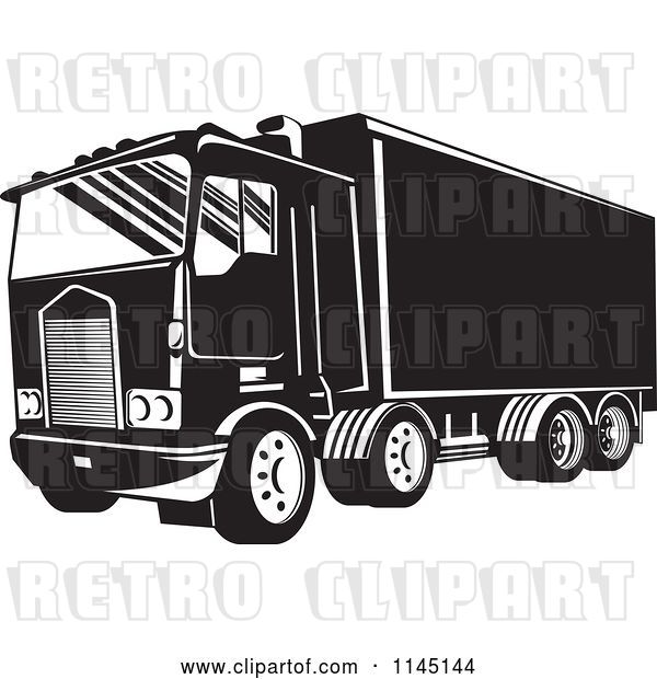 Vector Clip Art of Retro Big Rig Truck 3