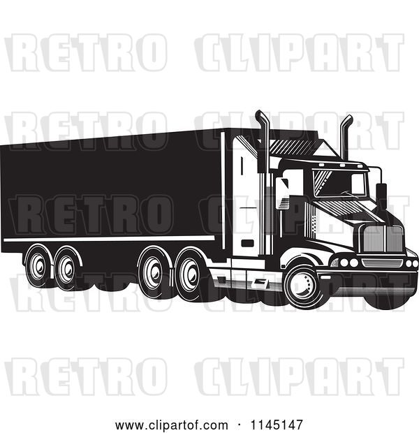 Vector Clip Art of Retro Big Rig Truck 5