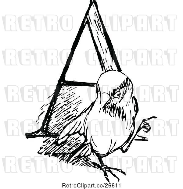 Vector Clip Art of Retro Bird and Letter a