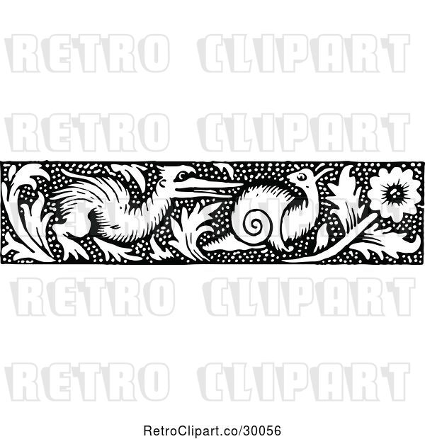 Vector Clip Art of Retro Bird and Snail Border