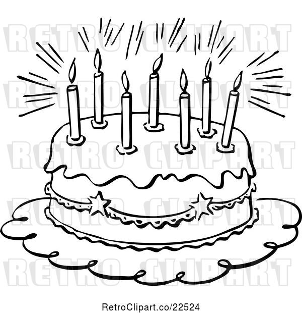 Vector Clip Art of Retro Birthday Cake and Candles