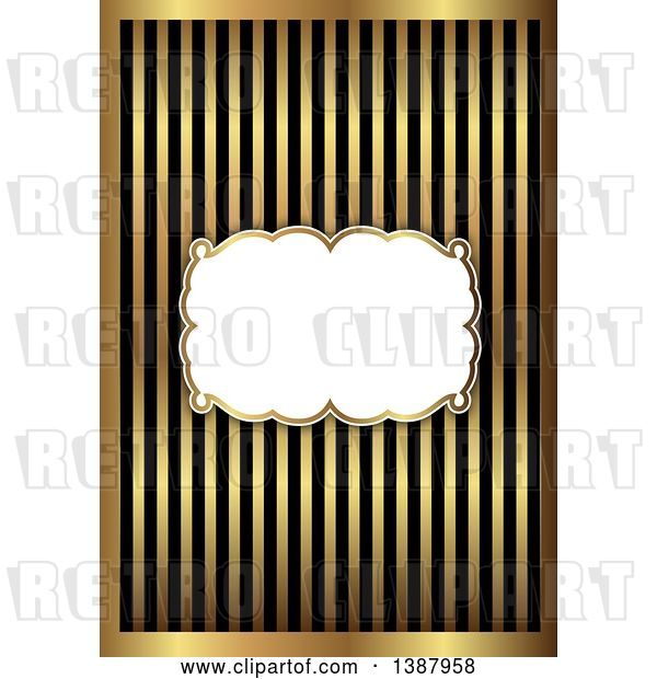 Vector Clip Art of Retro Black and Gold Ornate Wedding Invitation or Menu Design with a Frame for Text Space