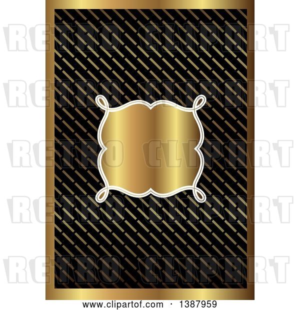 Vector Clip Art of Retro Black and Gold Ornate Wedding Invitation or Menu Design with a Frame for Text Space
