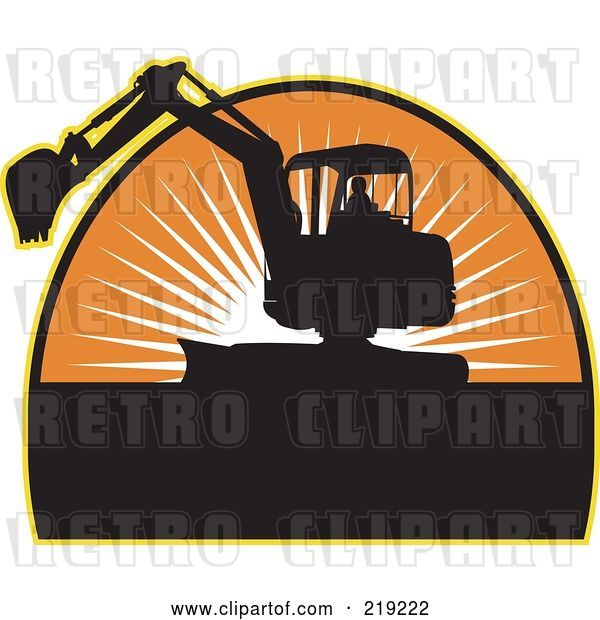 Vector Clip Art of Retro Black and Orange Excavator Logo