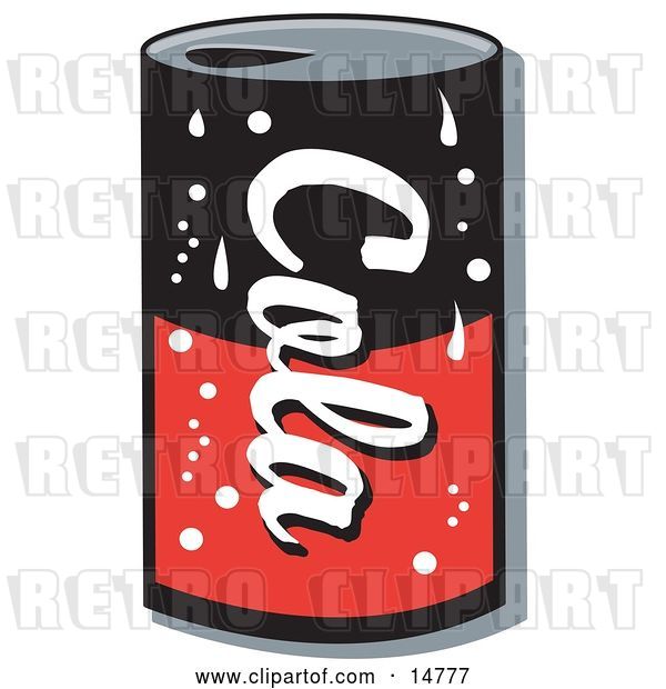 Vector Clip Art of Retro Black and Red Can of Cola Soda