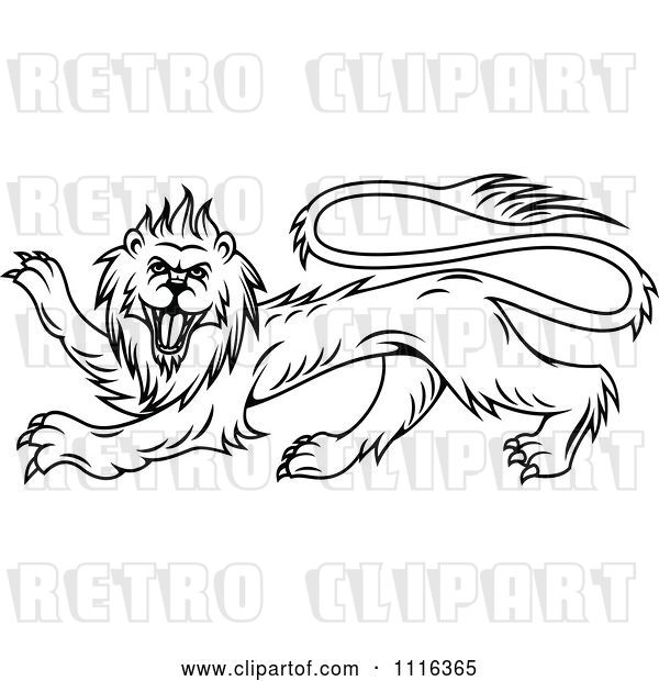 Vector Clip Art of Retro Black Heraldic Lion