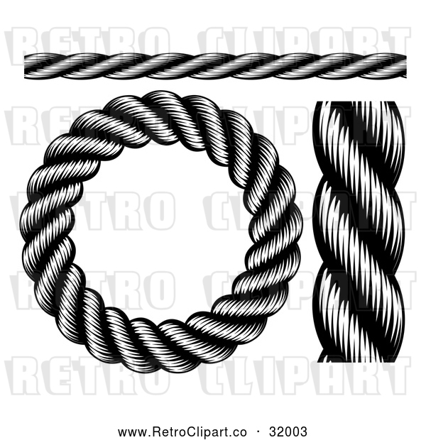Vector Clip Art of Retro Black Nautical Rope - Digital Collage
