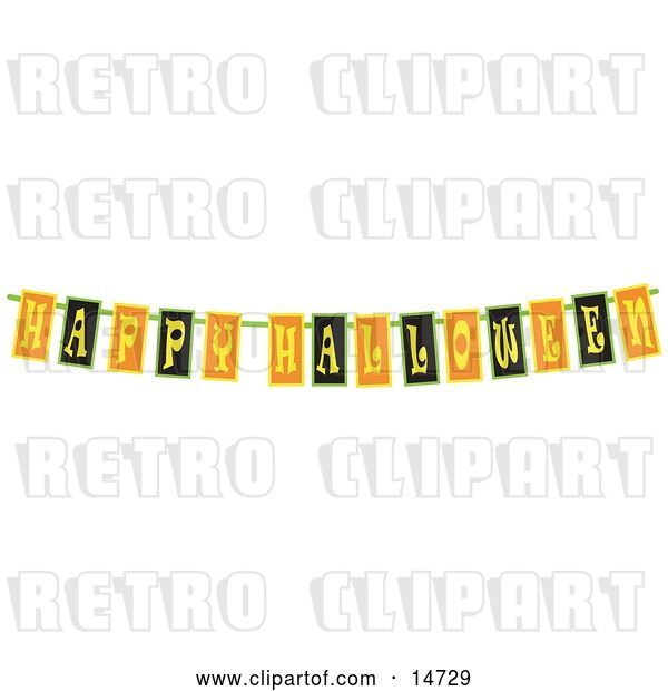 Vector Clip Art of Retro Black, Yellow and Orange Happy Halloween Banner