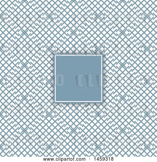 Vector Clip Art of Retro Blank Frame over a Blue Background Pattern