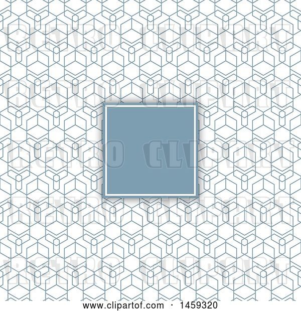 Vector Clip Art of Retro Blank Frame over a Blue Background Pattern