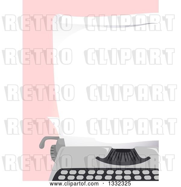 Vector Clip Art of Retro Blank Piece of Paper in a Typewriter over Pink