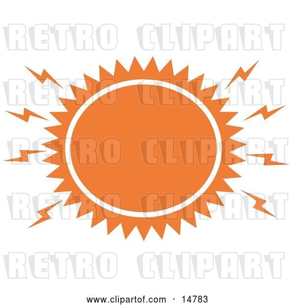 Vector Clip Art of Retro Blazing Hot Orange Sun