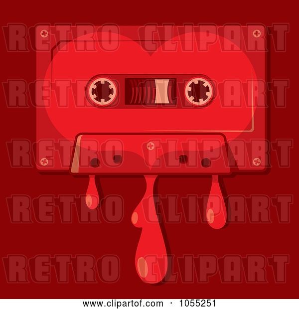 Vector Clip Art of Retro Bleeding Love Song Cassette Tape