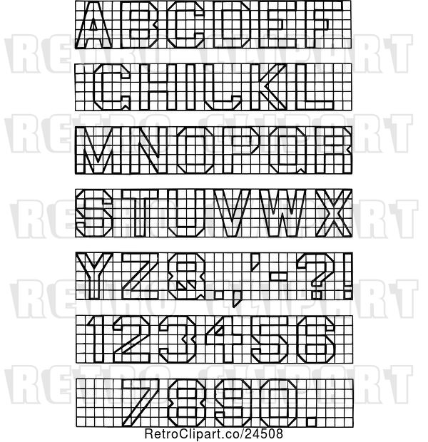 Vector Clip Art of Retro Block Lettering and Numbers