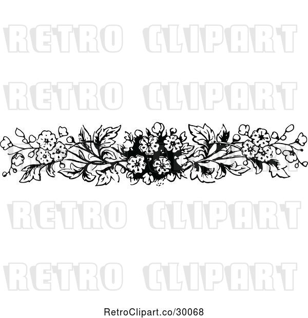 Vector Clip Art of Retro Blossom Border