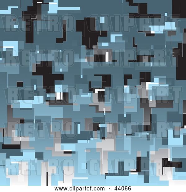 Vector Clip Art of Retro Blue Abstract Background of Gray, Blue and Black Shapes