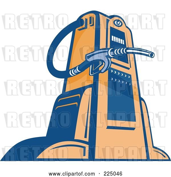 Vector Clip Art of Retro Blue and Orange Gas Pump