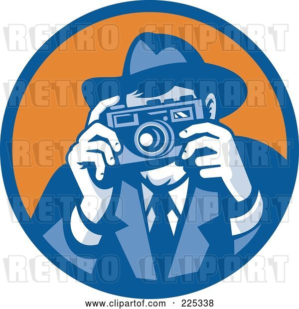Vector Clip Art of Retro Blue and Orange Photographer Logo