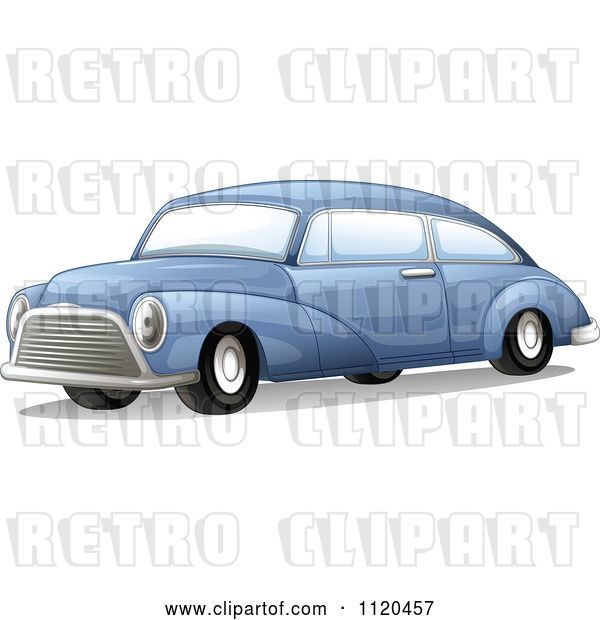 Vector Clip Art of Retro Blue Car