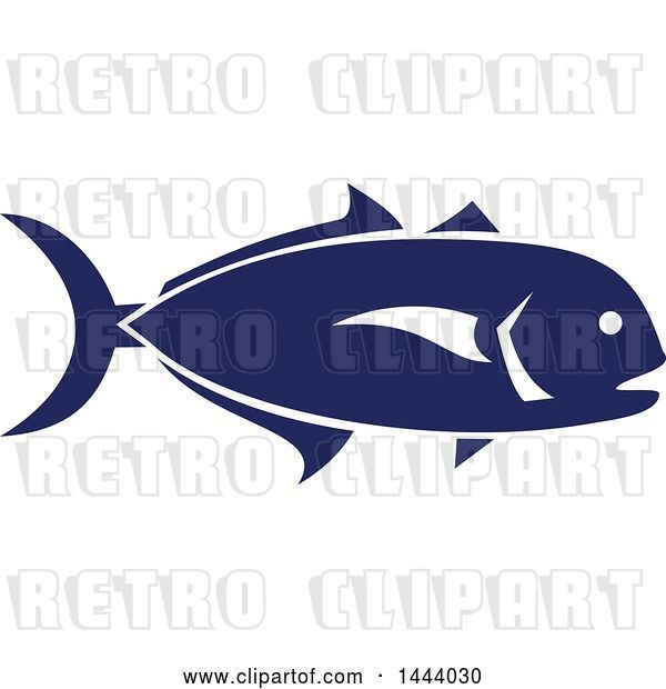 Vector Clip Art of Retro Blue Crevalle Jack Fish in Profile