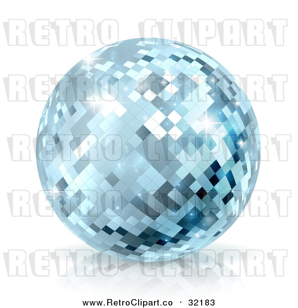 Vector Clip Art of Retro Blue Disco Mirror Ball