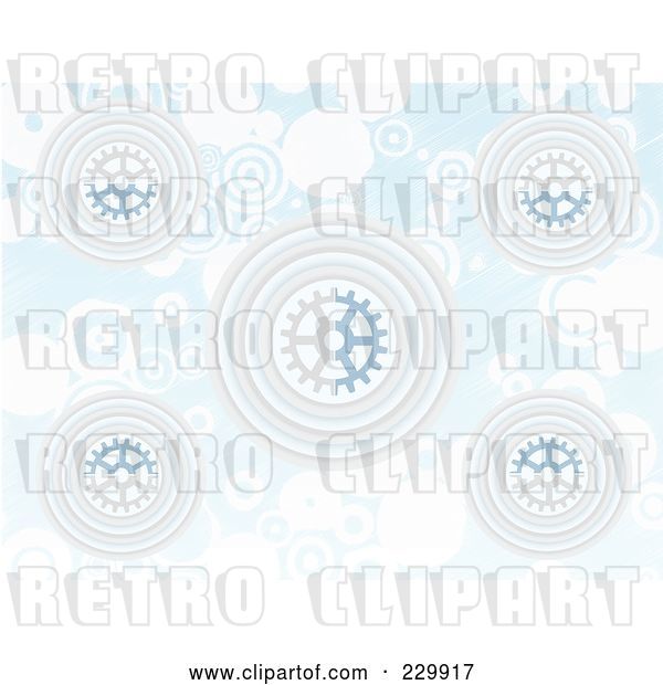 Vector Clip Art of Retro Blue Gear and Circle Background