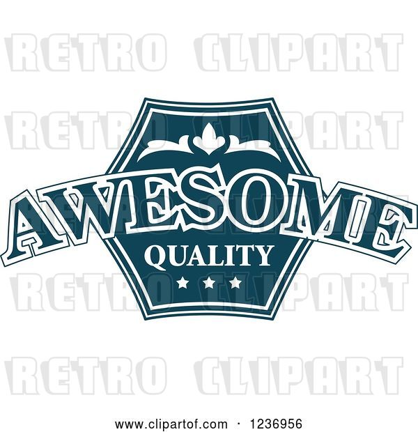 Vector Clip Art of Retro Blue Quality Label 3