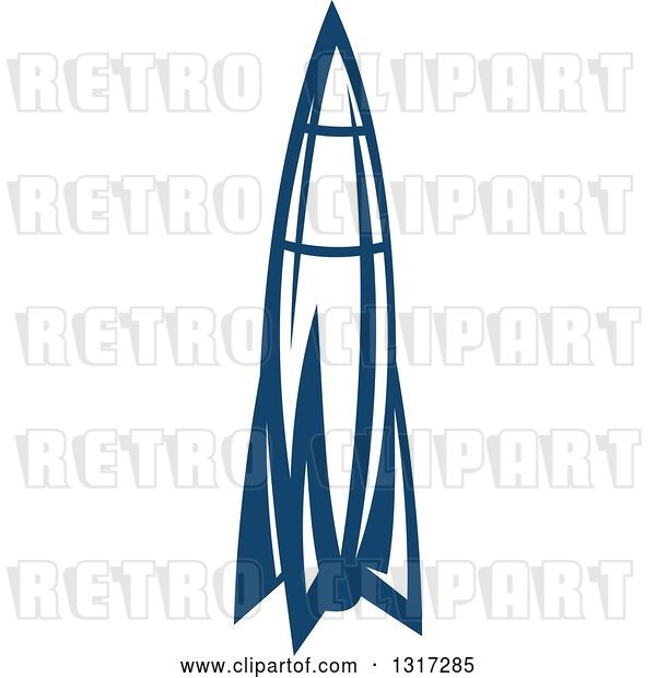Vector Clip Art of Retro Blue Space Rocket 12